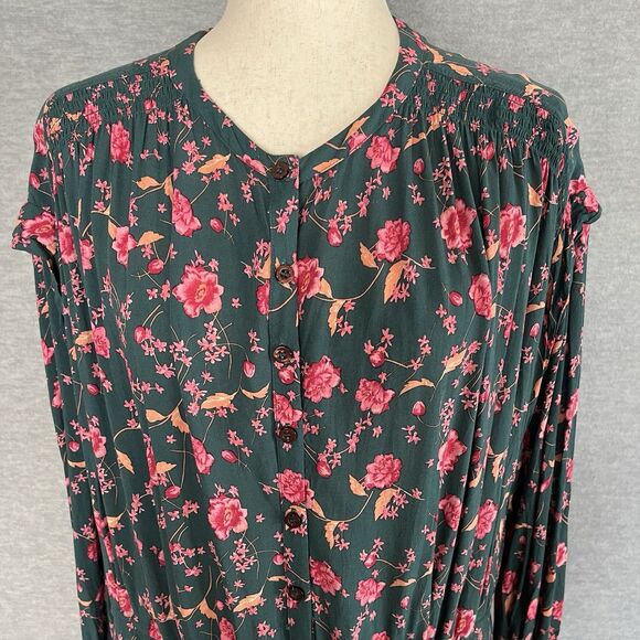 Free People Flower Fields Dress Size S  Ditsy Cottage Peasant Festival Oversized - Picture 4 of 14